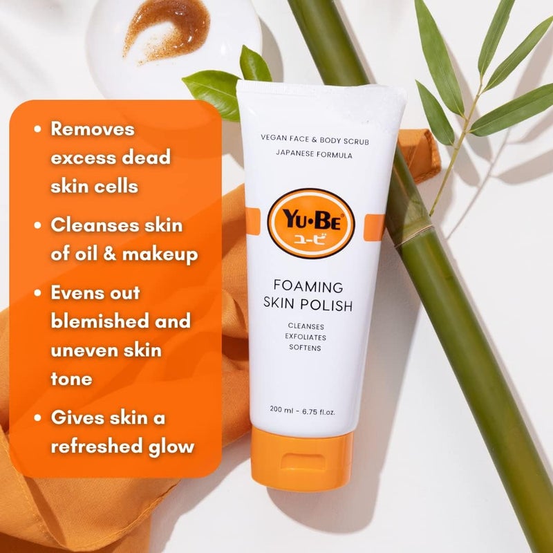 yu be Yu-Be Foaming Skin Polish Face and Body Scrub - 6.75 Fl Oz - Vegan Japanese Formula - Image 2